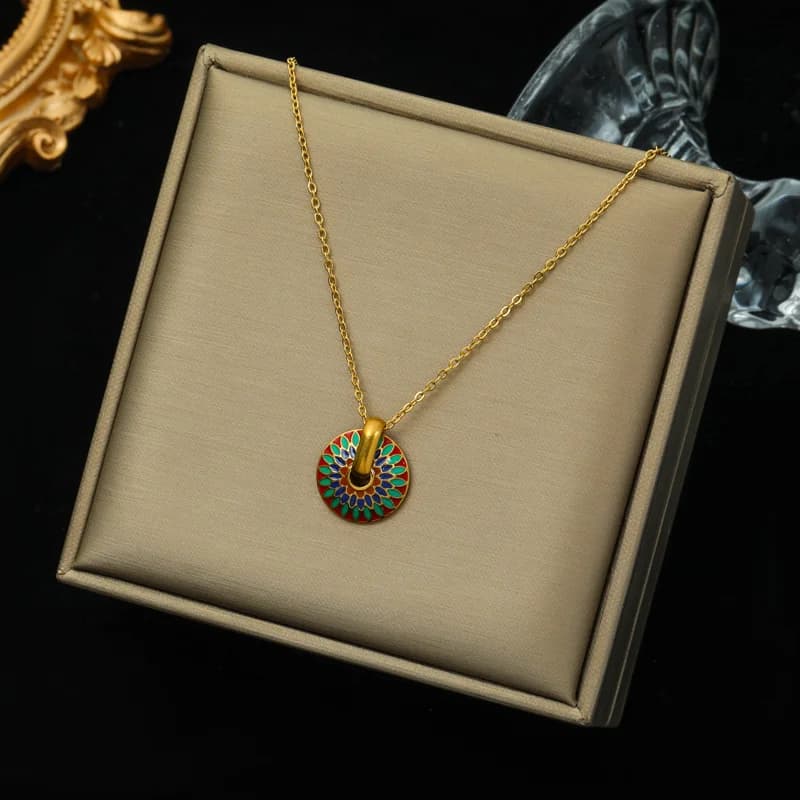 Parure collier et boucles d'oreilles fleurs vintage