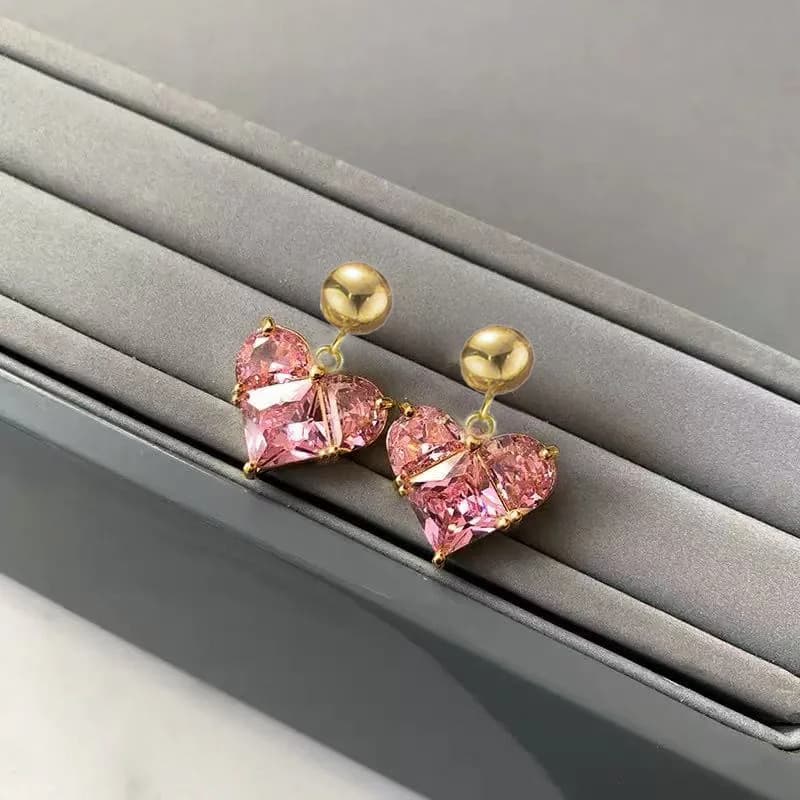 Boucles d'oreilles pendantes goutte en cristal zircon acier inoxydable