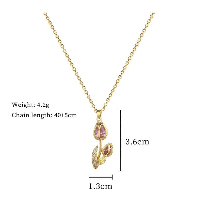 Collier ras-du-cou tulipe en zircons cubiques