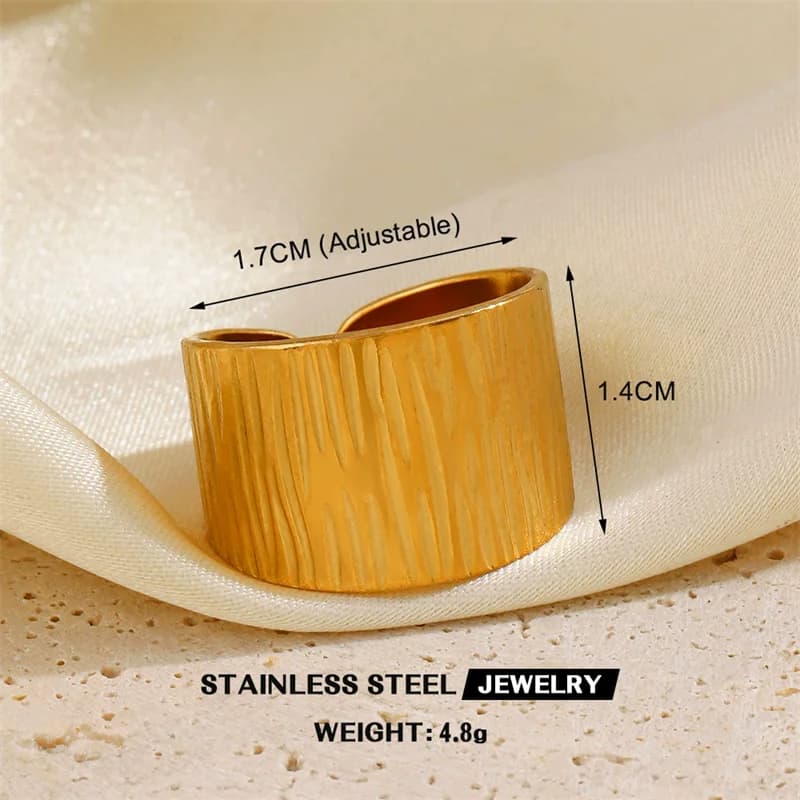 Bague réglable soleil vintage, acier inoxydable plaqué or