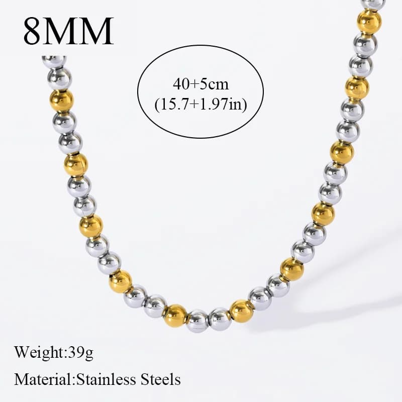 Parure Collier et Bracelet à Perles Massives, 2 Couleurs