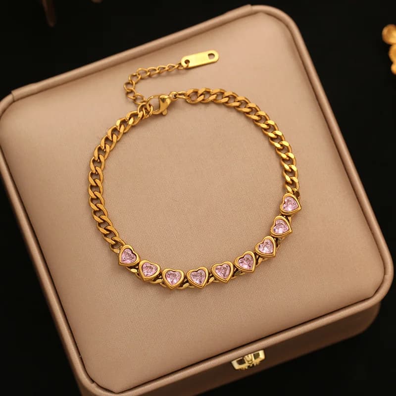 Bracelet jonc chaîne à perles dorées