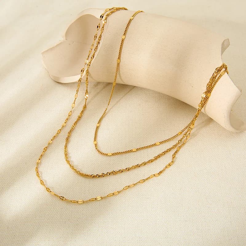 Collier chaîne superposée empilable en acier inoxydable