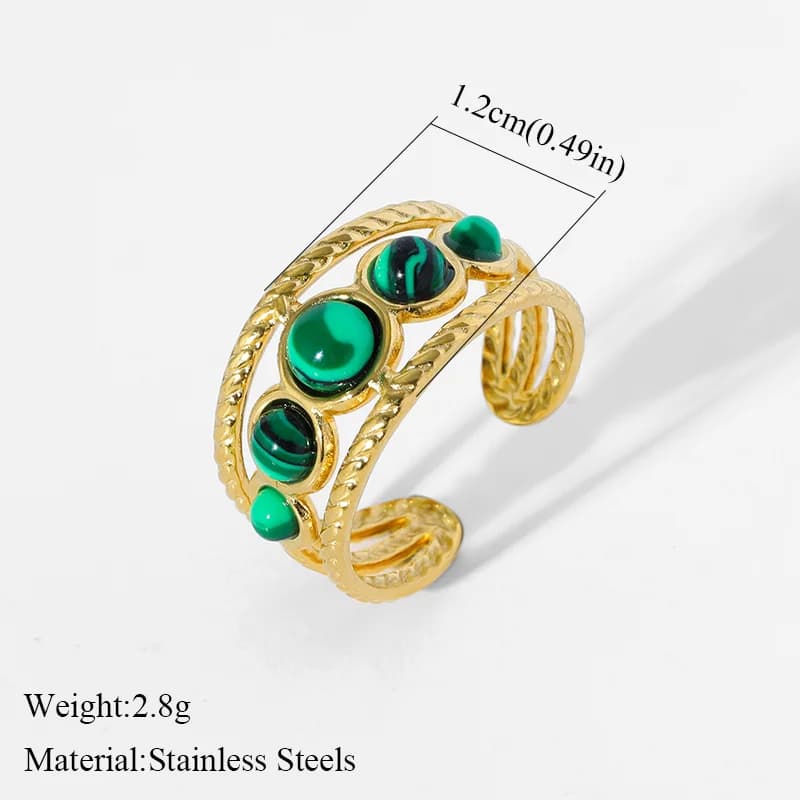 Bague ouverte en acier inoxydable avec zircons blancs