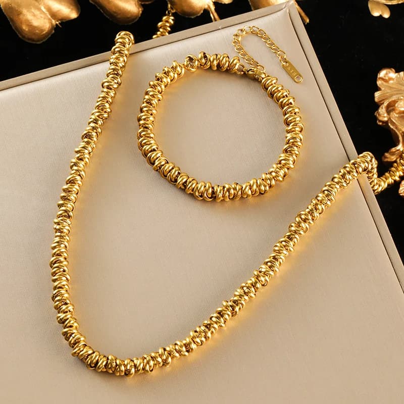 Ensemble Collier et Bracelet Chaîne Dorée