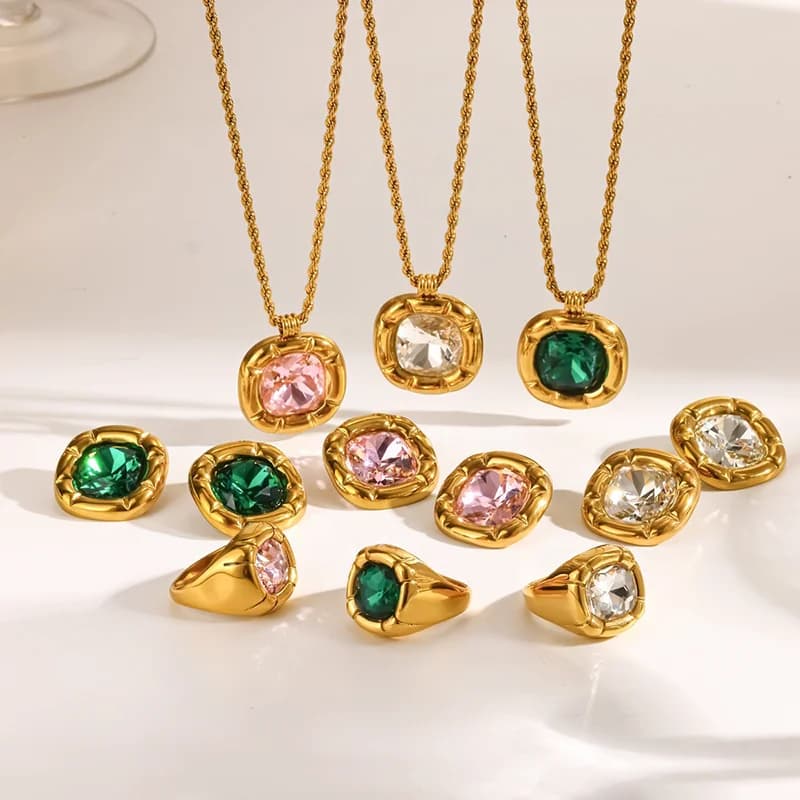 Parure choker zirconium cubique et boucles d'oreilles
