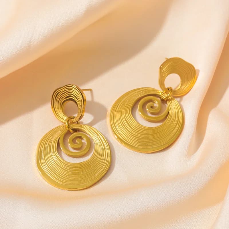 Boucles d'Oreilles Pendantes Géométriques Dorées