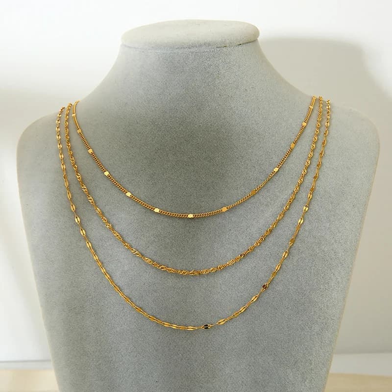 Collier chaîne superposée empilable en acier inoxydable