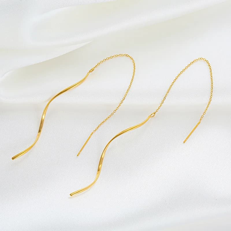 Boucles d'oreilles pendantes irrégulières à pompons en acier inoxydable