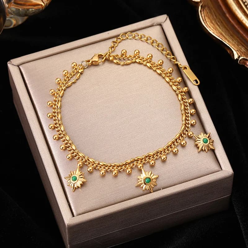 Bracelet chaîne scintillant avec cristaux de zircon