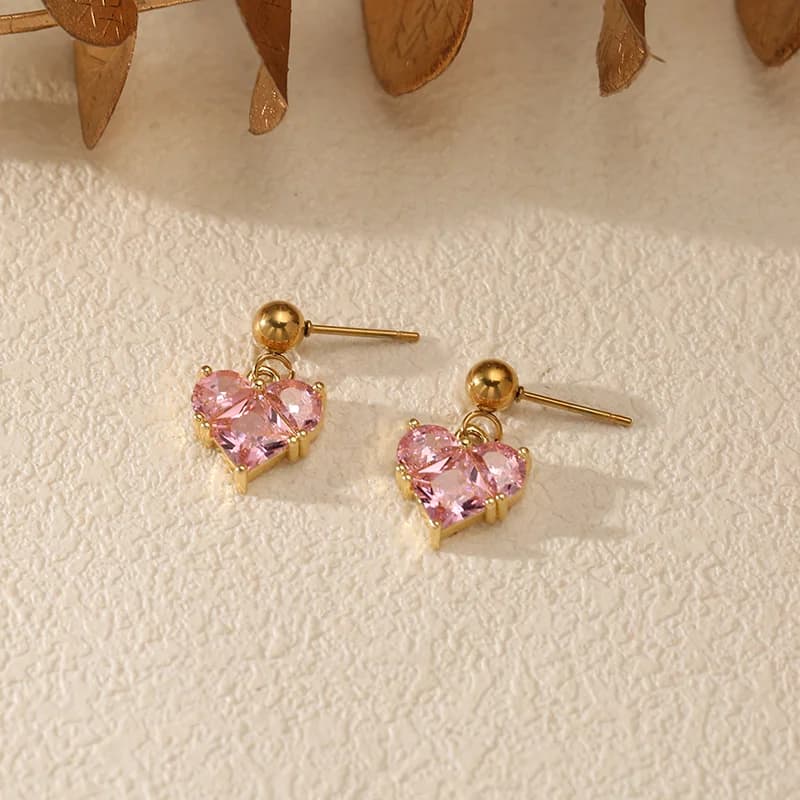 Boucles d'oreilles pendantes goutte en cristal zircon acier inoxydable