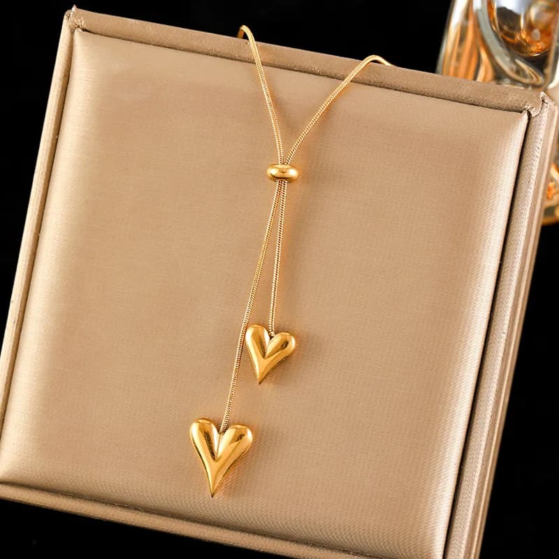 Collier pendentif en acier inoxydable doré
