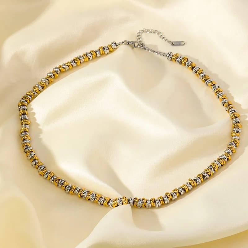 Set collier et bracelet chaîne bicolore