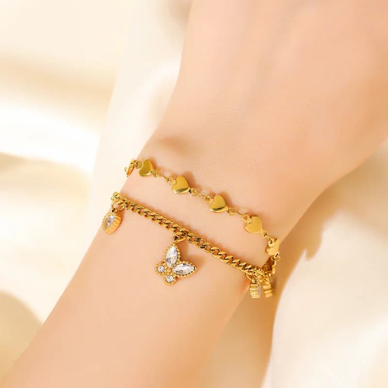 Bracelet porte-bonheur texturé couleur or chaîne de poignet
