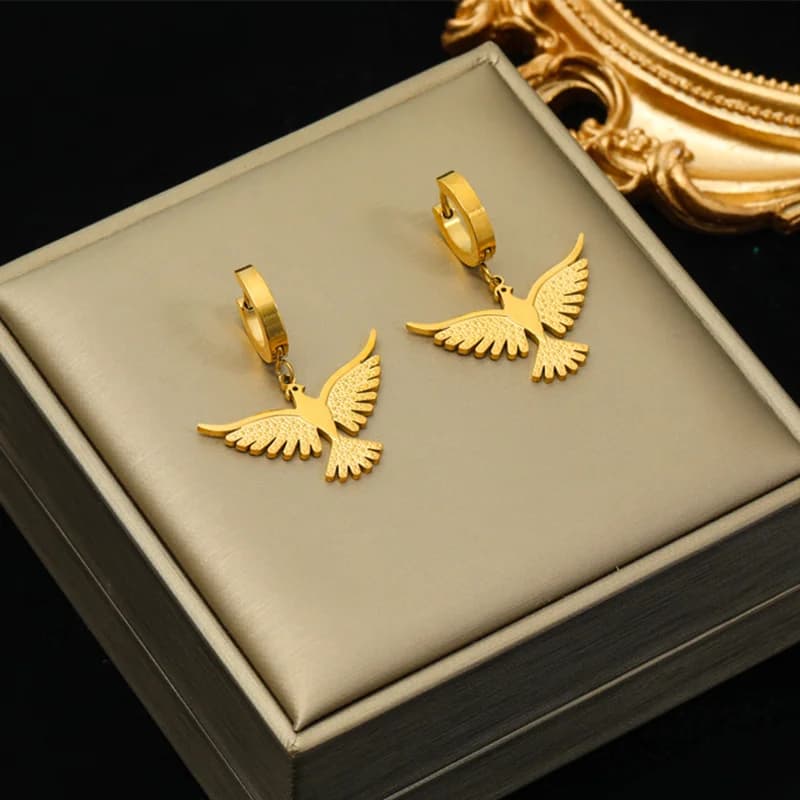Boucles d'Oreilles Pendantes Perles Croix Léopard Phénix