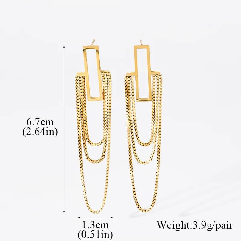 Boucles d'oreilles pendantes à glands dorées