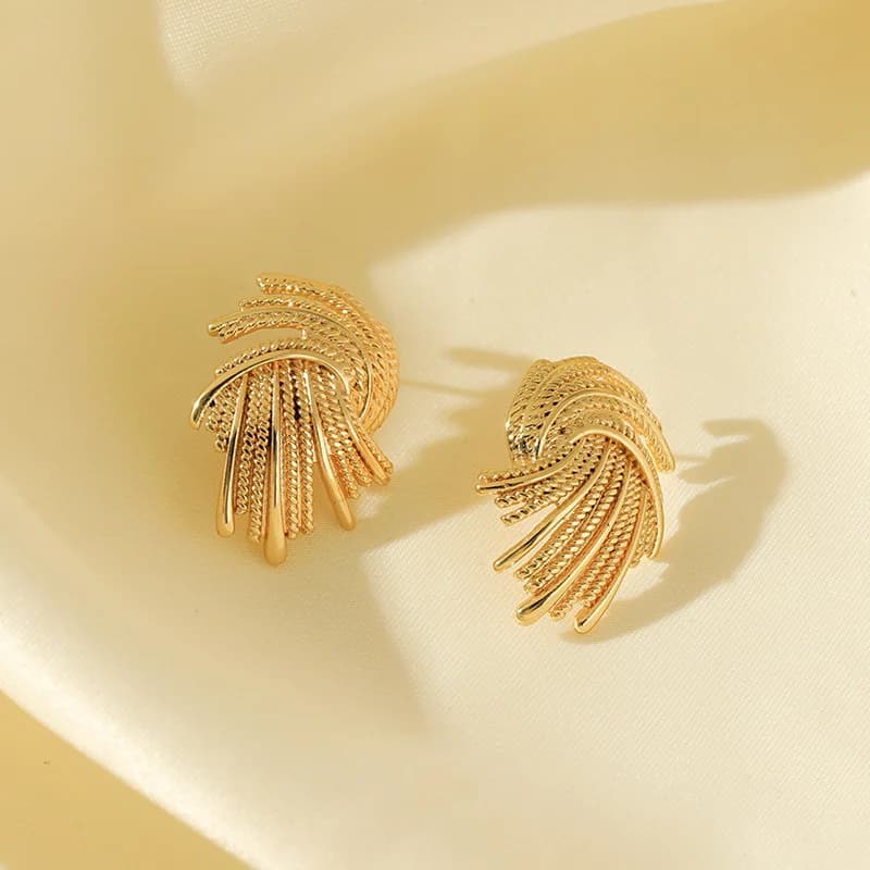 Boucles d'Oreilles Puces Créatives Plaquées Or 18K