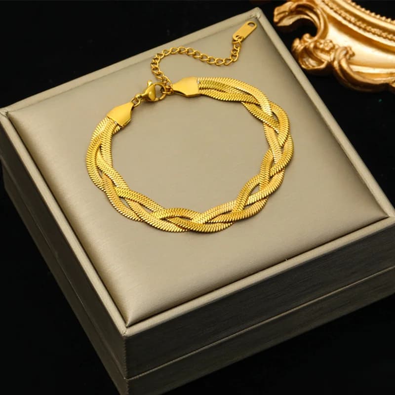Bracelet à breloques étoile et léopard, chaîne épaisse en acier inoxydable