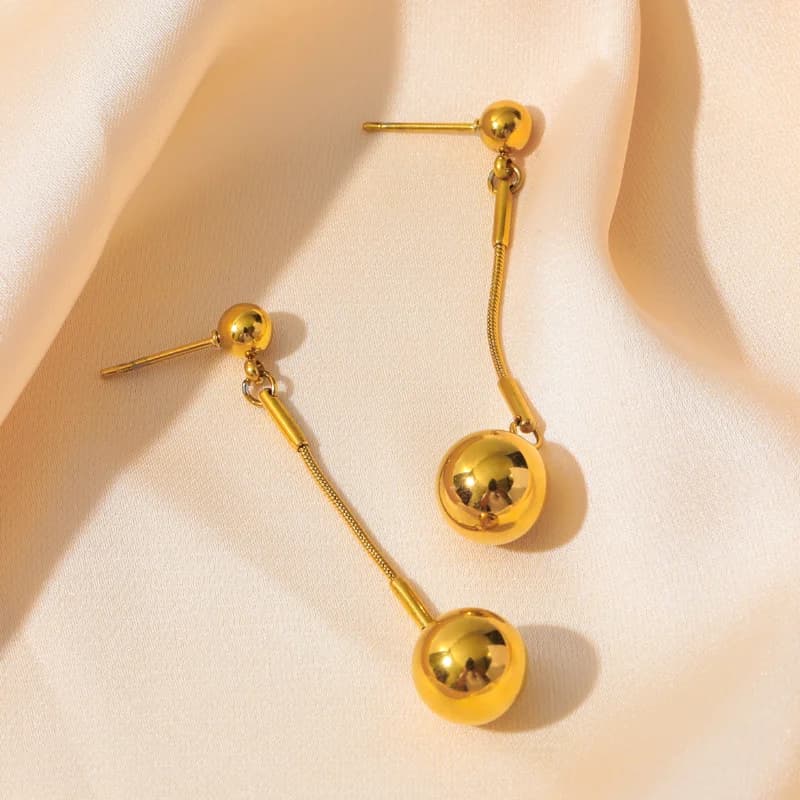 Parure collier pendentif perle et boucles d'oreilles, or