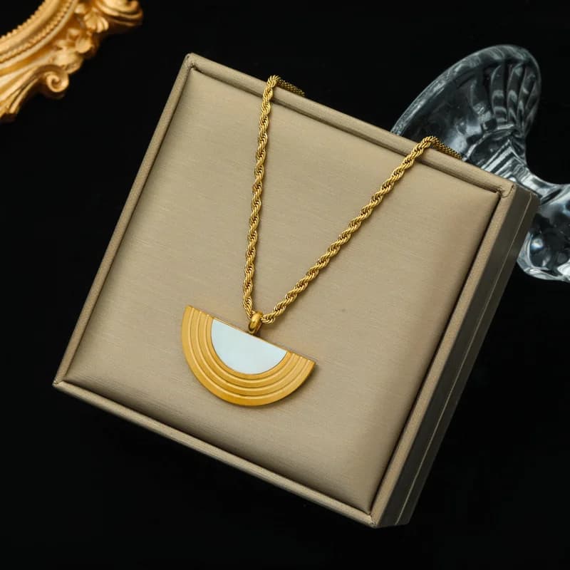 Ras-de-cou Collier Perles Massives en Acier Inoxydable