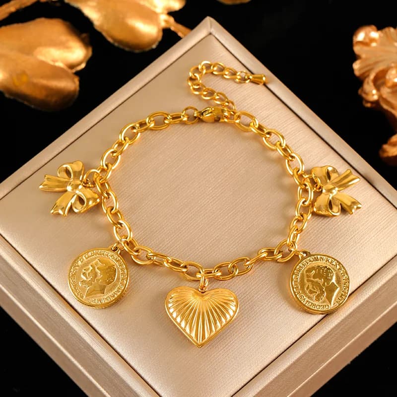Bracelet jonc rond portrait couleur or