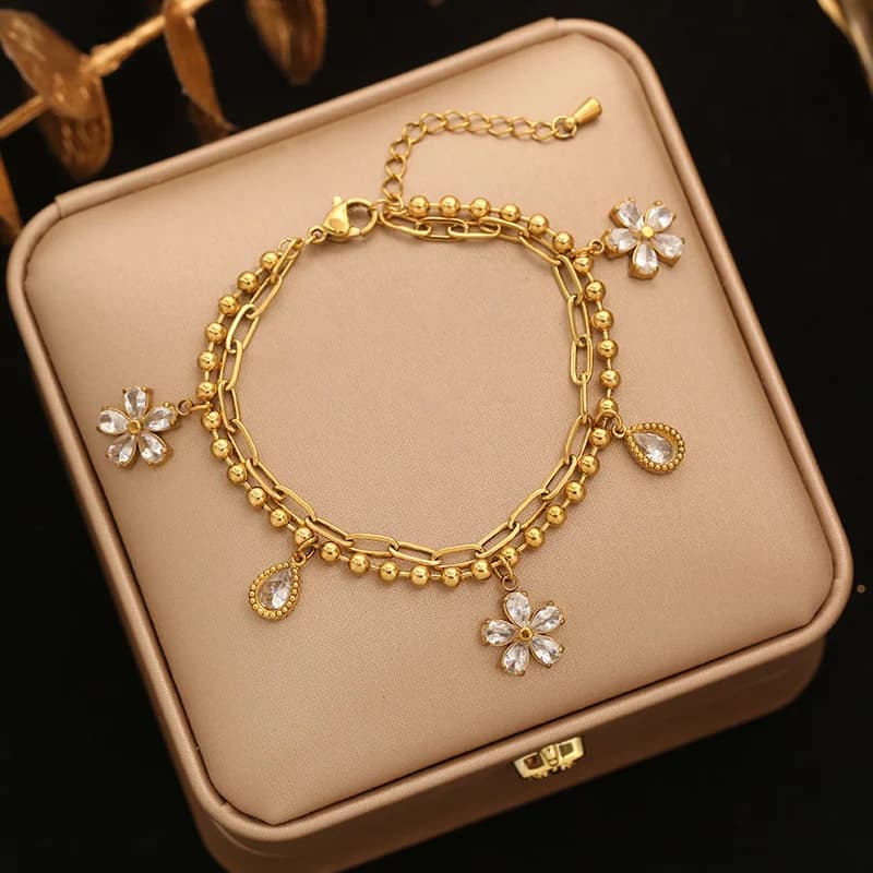 Bracelet à breloques chiffres romains ronds