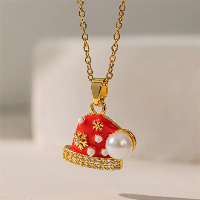 Collier Pendentif Chaussette de Noël