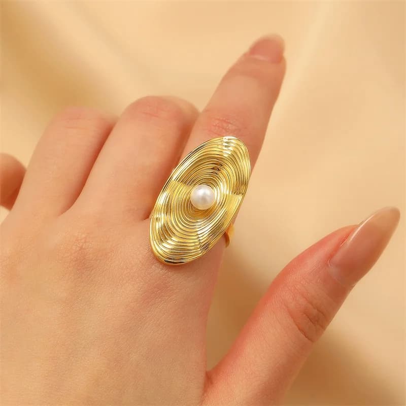 Bague libellule, acier inoxydable plaqué or 18K