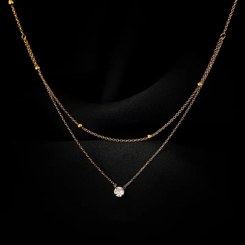 Collier pendentif rétro étoile et lune, plaqué or