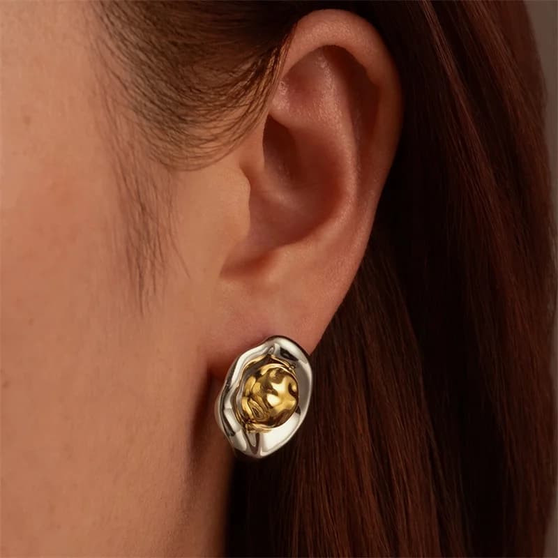 Boucles d'oreilles créoles géométriques en acier inoxydable