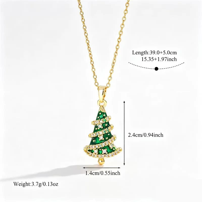 Collier pendentif arbre de Noël en acier inoxydable