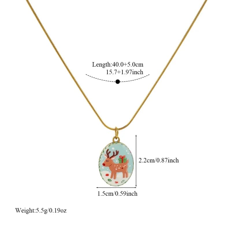 Collier avec pendentif émaillé en forme de renne