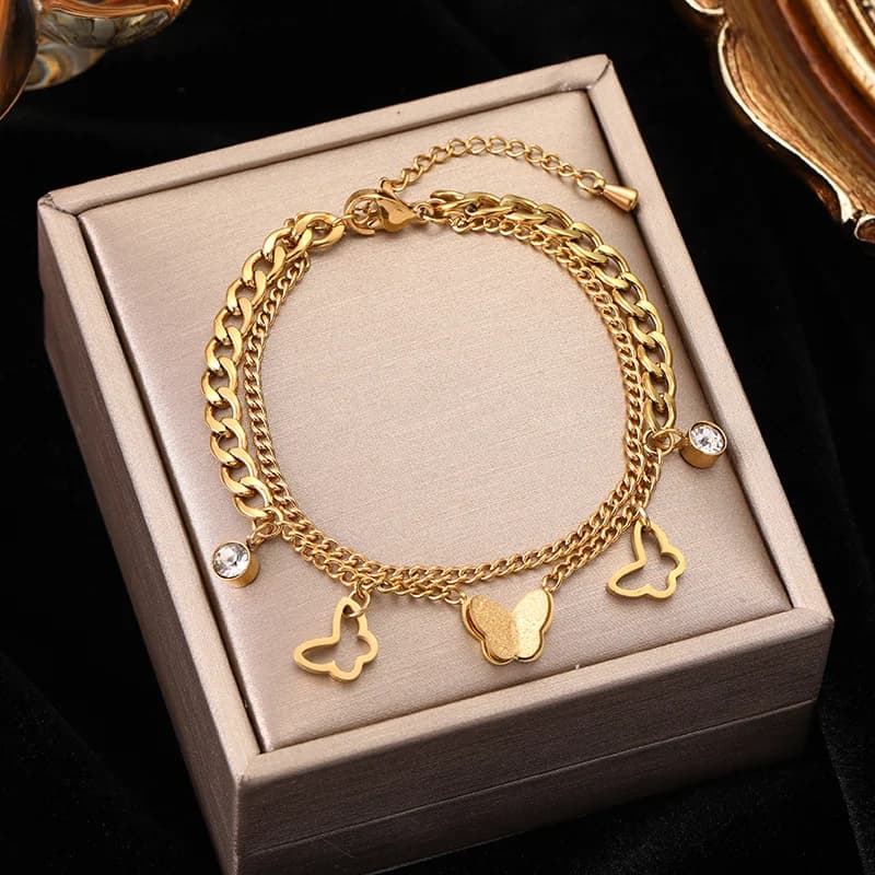 Bracelet Chaîne Papillon en Zircone Cubique