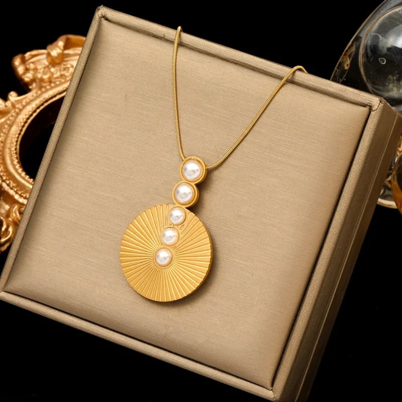 Ras-de-cou Collier Perles Massives en Acier Inoxydable