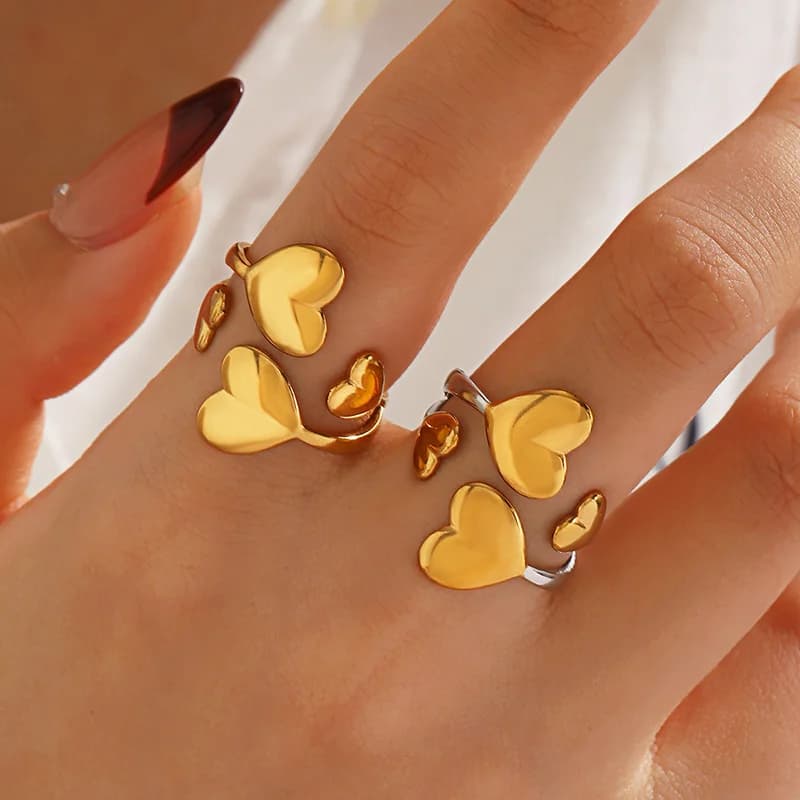 Bague ajustable cœur en acier inoxydable 316L