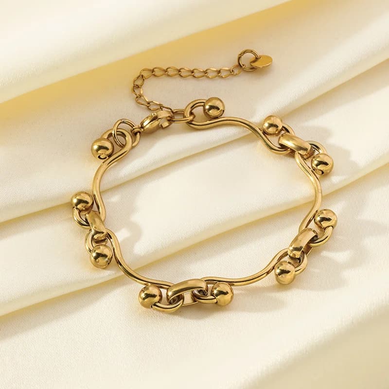 Bracelet jonc cœur en acier inoxydable 316L doré