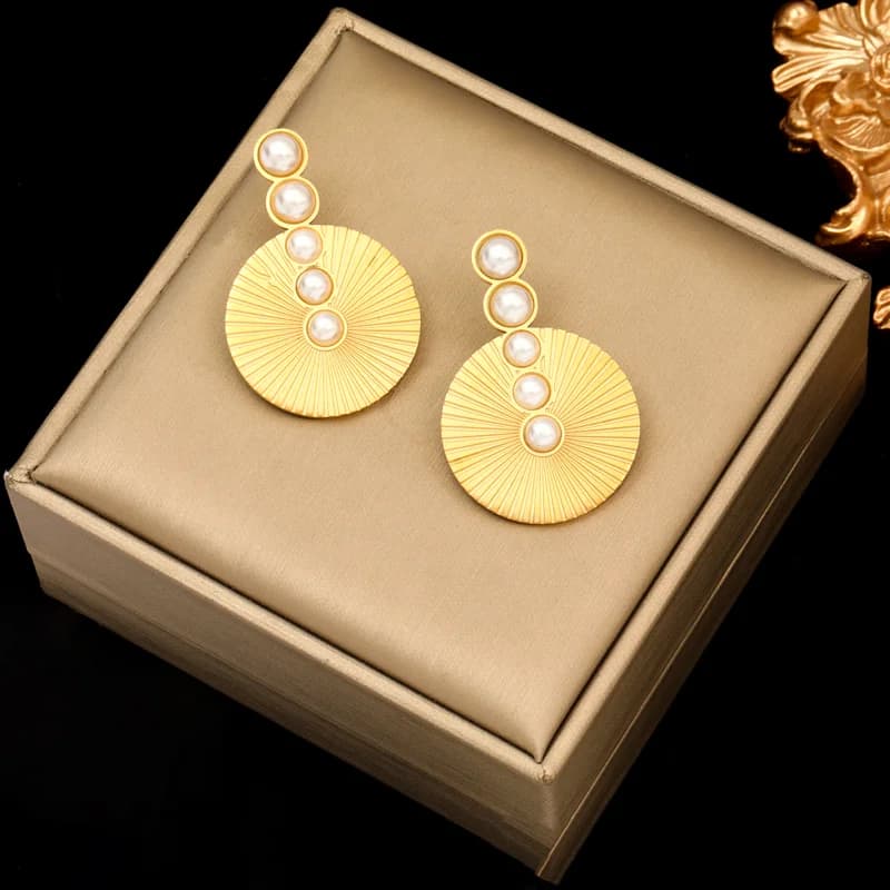 Boucles d'oreilles pendantes irrégulières en acier inoxydable doré