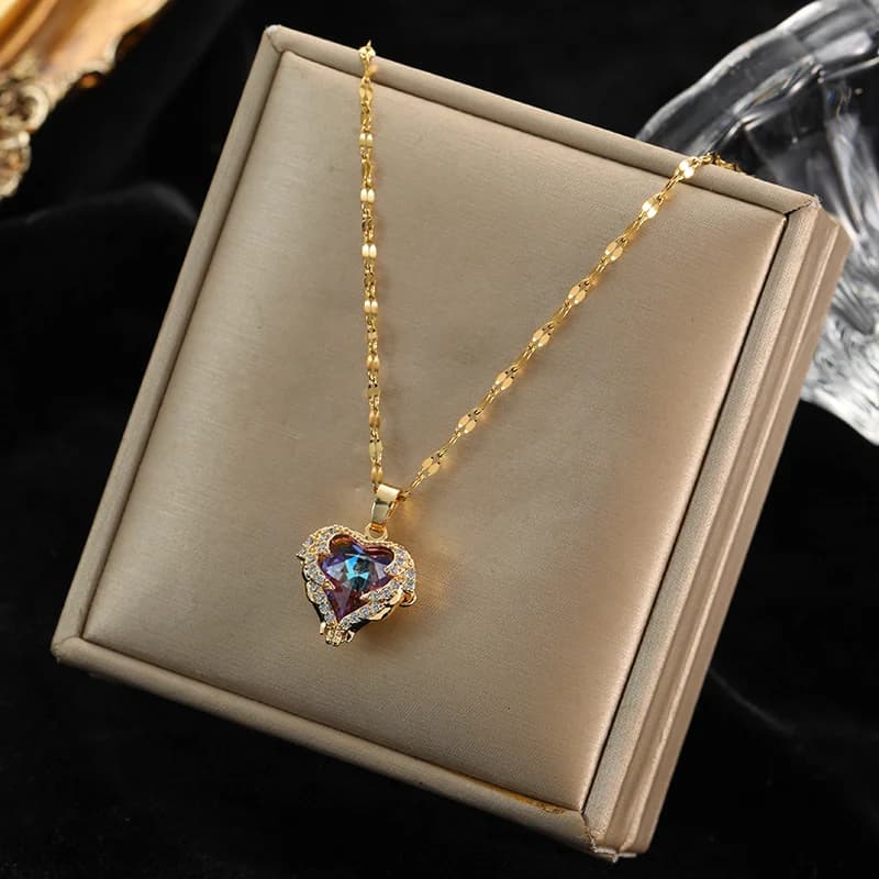 Collier ras de cou chaîne zircon doré