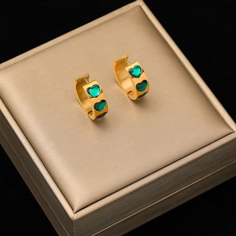 Boucles d'oreilles pendantes en acier inoxydable avec cristaux de zircon