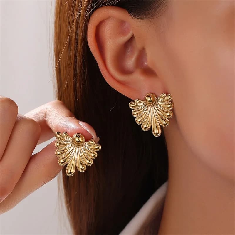 Boucles d'Oreilles Puces Créatives Plaquées Or 18K