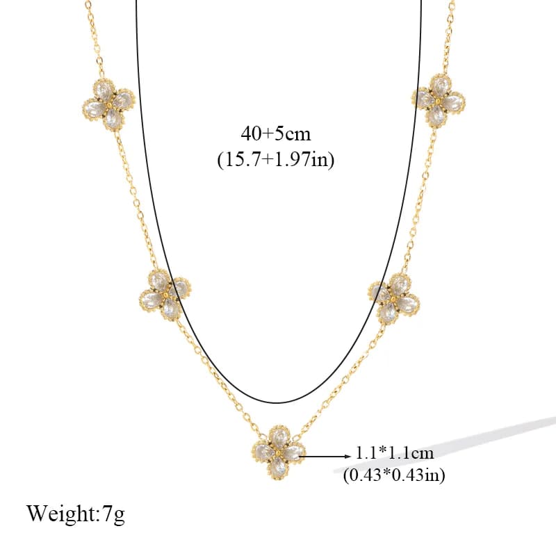 Parure Zircon Fleurs : Collier, Boucles d'Oreilles et Bracelet