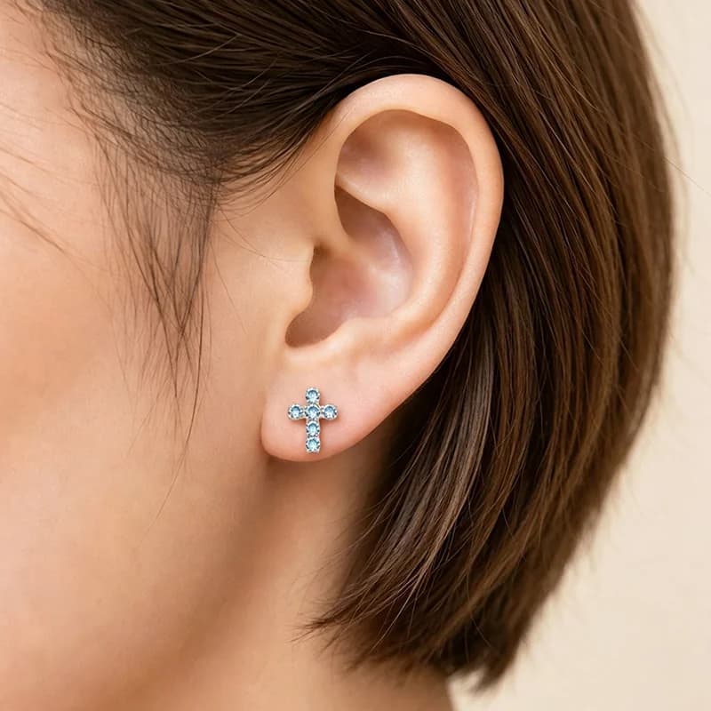 Piercing corps titane spirale croix zircons