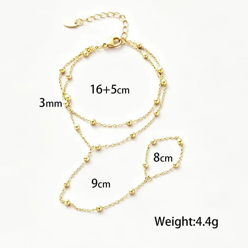 Bracelet chaîne à perles métalliques texturées