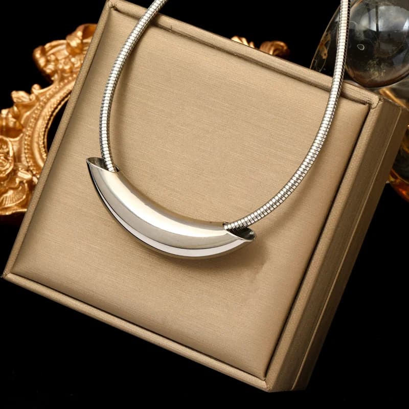 Collier perles pleines en acier inoxydable