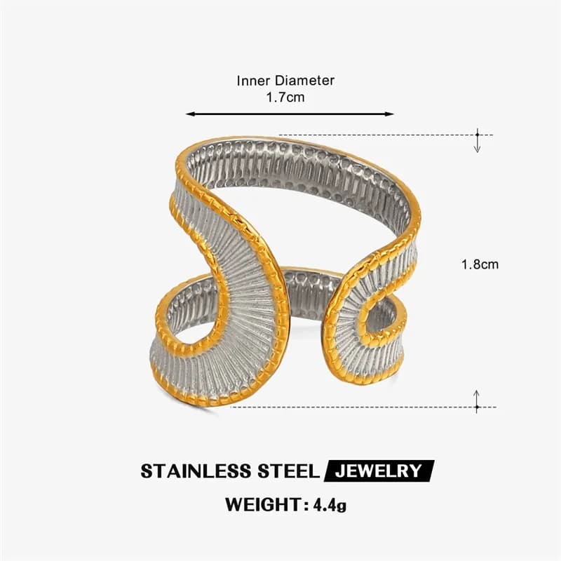 Bague manchette ajustable en acier inoxydable à motif creux irrégulier