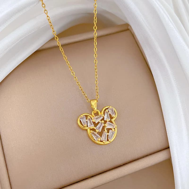Collier pendant hibou scintillant en zircon