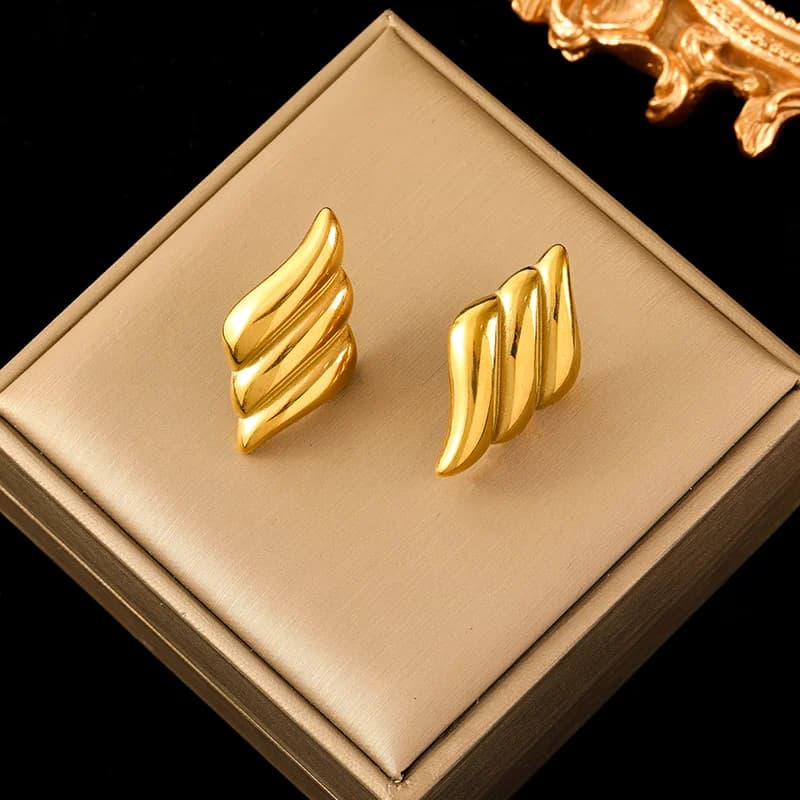 Boucles d'oreilles pendantes dorées Ginkgo Fleurs