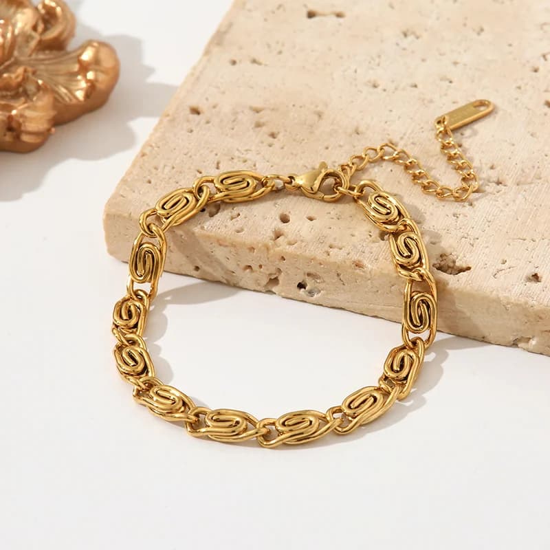 Bracelet géométrique en acier inoxydable doré