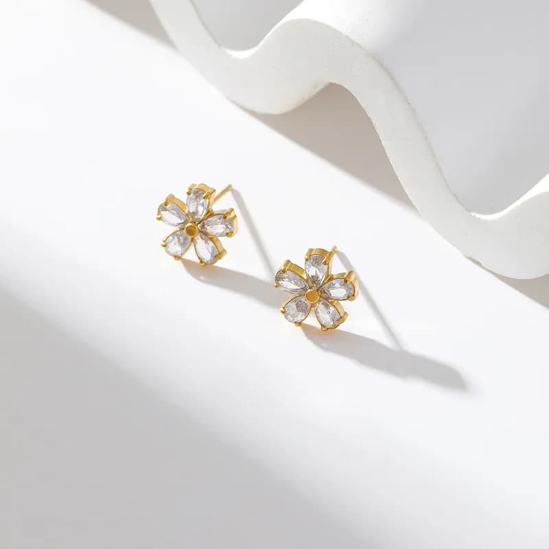 Parure Zircon Fleurs : Collier, Boucles d'Oreilles et Bracelet