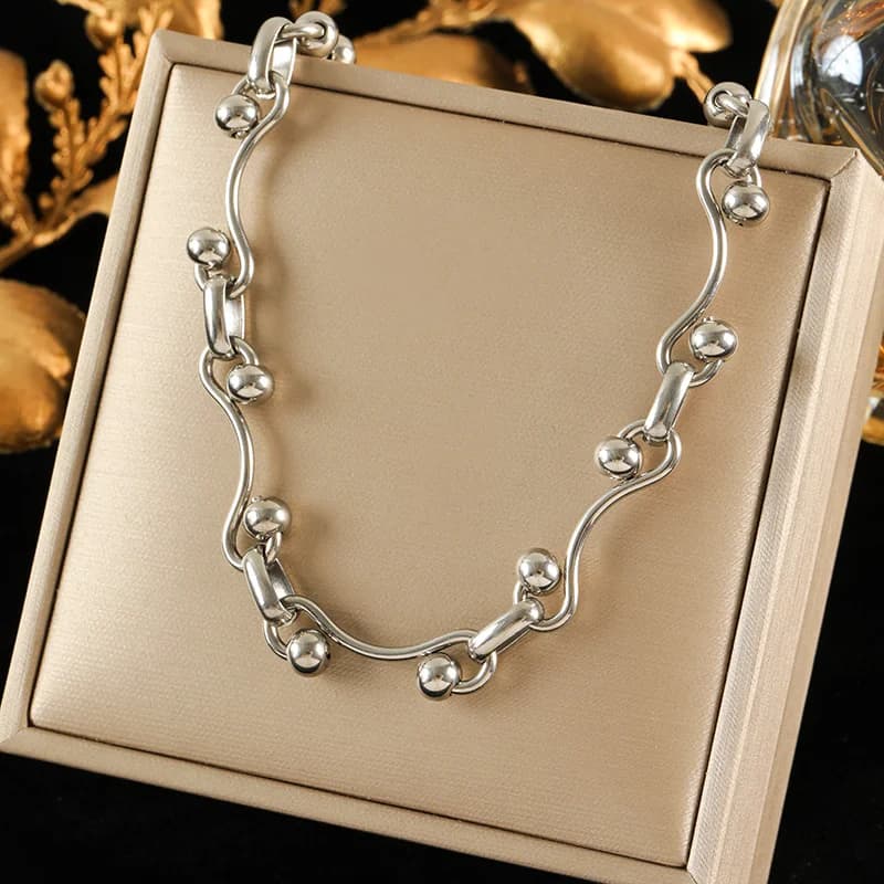 Collier chaîne épaisse 8mm, plaqué or 18K